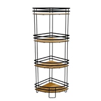 رف زاوية معدني خشبي – 4 طوابق