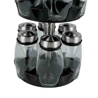 طقم دوّار لحفظ البهارات مع 12 برطمان زجاجي