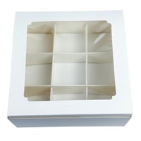 علبة حلويات كرتون مع فواصل وغطاء شفاف 10 قطع