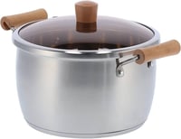 قدر شوربة ستانلس ستيل بمقابض مزدوجة وغطاء – 24سم