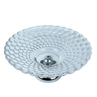 طبق تقديم زجاجي مرتفع بقاعدة فضية