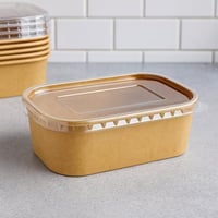 علبة طعام كرافت بغطاء بلاستيكي شفاف