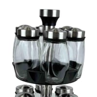 طقم دوّار لحفظ البهارات مع 12 برطمان زجاجي