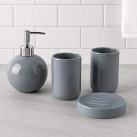 طقم إكسسوارات حمام سيراميك رمادي – 4 قطع