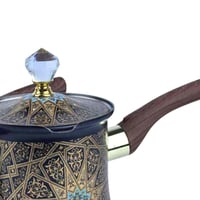 طقم ركوة قهوة شرقية فاخرة بنقوش إسلامية-بني