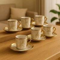 طقم اكواب مزخرفة ـ 6 اكواب مع سيسر