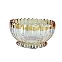 وعاء زجاجي فاخر بلون كهرماني – تصميم مموج أنيق