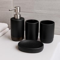 طقم إكسسوارات حمام فاخر بلون أسود مطفي