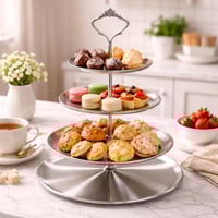 ستاند تقديم ثلاثي الطبقات من الستانلس ستيل بتصميم...