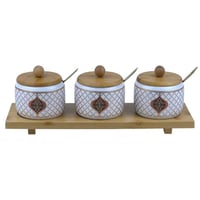 طقم بهارات سيراميك مع قواعد خشبية -3قطع -موديل بال...