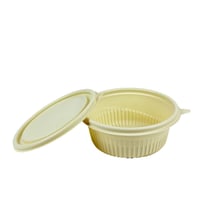 علبة تخزين طعام بلاستيكية بغطاء – لون أصفر باستيل