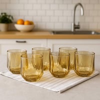 طقم كاسات زجاجية بلون عنبري – 6 قطع