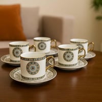 طقم فناجين قهوة مزخرف – 6 قطع فاخرة