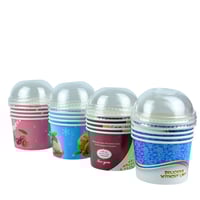 أكواب ورقية آيس كريم مع أغطية بلاستيكية شفافة 10 ق...