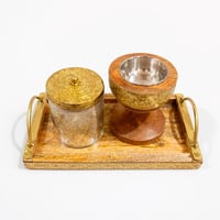 طقم مبخرة مع علبة تخزين على صينية خشبية فاخرة