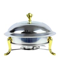 سخان بوفيه ستانلس ستيل فاخر بغطاء زجاجي ومقابض ذهب...