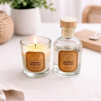 طقم شمعة وفواحة اعواد برائحة الشاي الفاخر