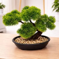 نبتة بونساي صناعية واقعية للديكور مع حوض وحصى