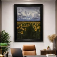 لوحة عباد الشمس الفنية باطار اسود فاخر