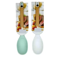 ملعقة تقديم سيليكون بمقبض خشبي