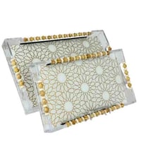 طقم صينيات تقديم مستطيلة بنقشة شرقية