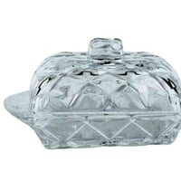 حافظة زبدة زجاجية بنقشة كلاسيكية