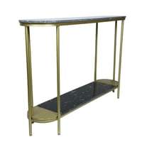 طاولة كونسول بإطار ذهبي وسطح رخامي أسود