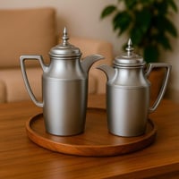 طقم دلات ضيافة معدنية فاخرة – لون فضي