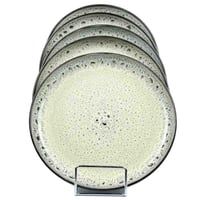 طقم سفرة سيراميك أنيق من 16 قطعة – أبيض منقط بحواف...