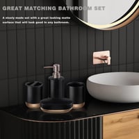 طقم إكسسوارات حمام سيراميكي 4 قطع – أسود مع قاعدة...