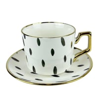 طقم فناجين قهوة بتصميم قطري أنيق – 6 قطع مع صحون