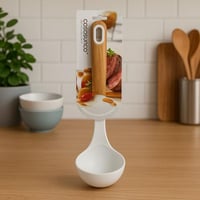 ملعقة شوربة سيليكون غير لاصقة بمقبض خشبي (قطعة وحد...