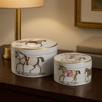 وعاء حلا يدوي فاخر – ستايل هيرمس (سيراميك مطلي ذهب...