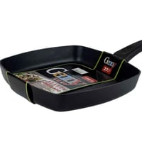 مقلاة شوي مربعة غير لاصقة بمقبض مريح