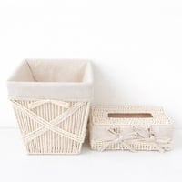 طقم سلال تخزين من الخيزران مع بطانة قماشية – تصميم...