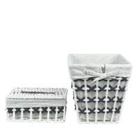 طقم سلة مهملات أنيقة وعلبة مناديل فاخرة من الخوص ا...