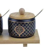 طقم بهارات سيراميك مع قواعد خشبية -3قطع -موديل بال...