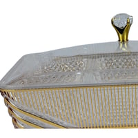 صحن تقديم فاخر بزخرفة ذهبية ومقبض كريستالي – 6 أقس...