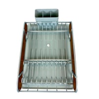 حامل صحون معدني مع جوانب خشبية