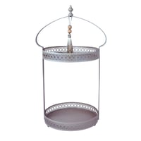 صينية تقديم معدنية بدورين بتصميم زخرفي أنيق