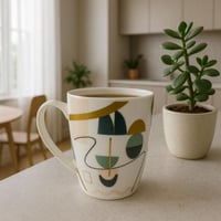 كوب سيراميك بتصميم تجريدي هندسي - 350 مل