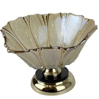 وعاء تقديم زجاجي بقاعدة ذهبية فاخرة