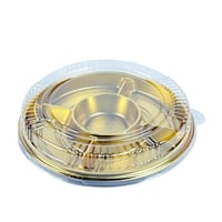 طبق تقديم دائري فاخر بغطاء شفاف – لون ذهبي