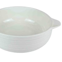 صحن تقديم سيراميك أبيض بمقابض جانبية