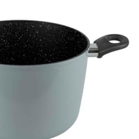 قدر طهي جرانيت رمادي بمقابض سوداء