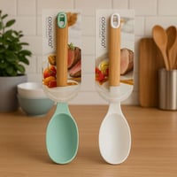 ملعقة تقديم سيليكون بمقبض خشبي