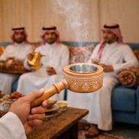 مبخرة خشبية تراثية بمقبض يدوي بنقوش عربية هندية