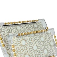 طقم صينيات تقديم مستطيلة بنقشة شرقية