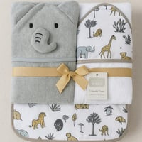 طقم مناشف أطفال بغطاء للرأس – تصميم حيوانات