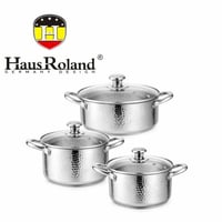 طقم قدور ستانلس ستيل مطروق مع اغطية زجاجية من هوس...